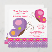 Invitation rose et pourpre de papillon (Devant / Derrière)