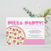 Invitation rose et pourpre de partie de pizza (Debout devant)