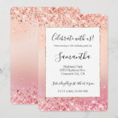 Invitation Rose et Rose Sparkle Ombre (Devant / Derrière)