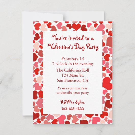 Invitation rose et rouge de Saint-Valentin de (Devant)