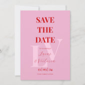 Invitation rose et rouge vif, initial (Devant)