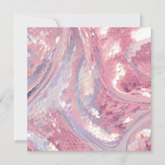 Invitation Rose et sequin iridescent violet (Devant)