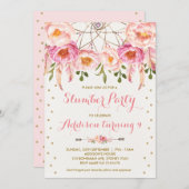 Invitation Rose et Sleepover d'anniversaire de Boho de soirée (Devant / Derrière)