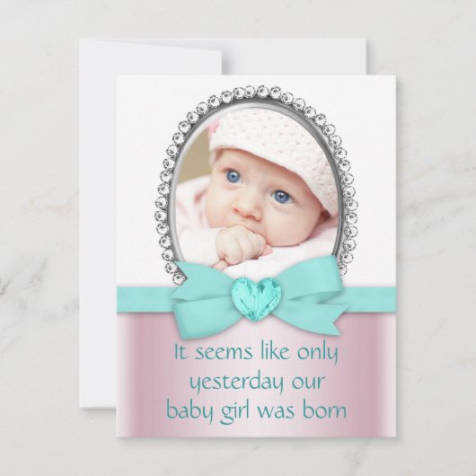 Invitation Rose et Turquoise Bleu Doux 16 Partie (Devant)