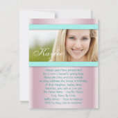 Invitation Rose et Turquoise Bleu Doux 16 Partie (Dos)