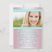 Invitation Rose et Turquoise Bleu Doux 16 Partie (Dos)