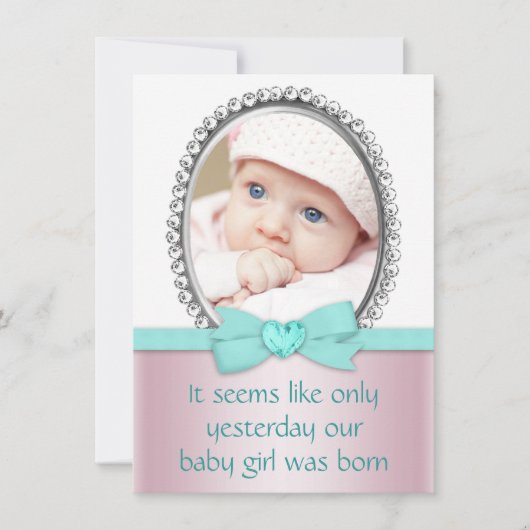 Invitation Rose et Turquoise Bleu Doux 16 Partie (Devant)