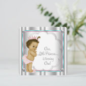 Invitation Rose et Turquoise Blue Princess 1er anniversaire (Debout devant)