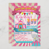 Invitation Rose et turquoise d'invitation de cirque (Devant / Derrière)