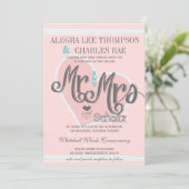 Invitation Rose et Turquoise M. et Mme Mariages de typographi (Debout devant)