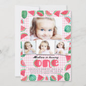 Invitation Rose et vert d'été pour le premier anniversaire Pa (Devant)