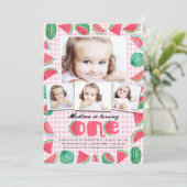Invitation Rose et vert d'été pour le premier anniversaire Pa (Debout devant)