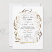 Invitation Rose et vert pâle Pastel Mariage géométrique (Devant)