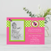 Invitation rose et verte d'anniversaire de filles (Debout devant)