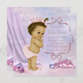Invitation Rose et violet afro-américain bébé fille douche (Devant / Derrière)