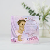 Invitation Rose et violet afro-américain bébé fille douche (Debout devant)