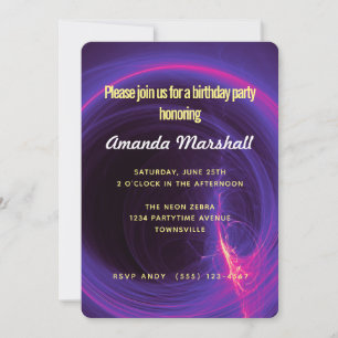 Invitation Rose et violet circulaire abstrait Anniversaire