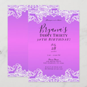 Invitation Rose et Violet Dentelle Blanche Sale 30 30ème Anni