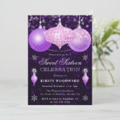 Invitation Rose et Violet Noël Baubles Douze ans (Debout devant)