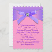 Invitation Rose et violet sucré 16 fête d'anniversaire (Dos)