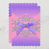 Invitation Rose et violet sucré 16 fête d'anniversaire (Devant / Derrière)