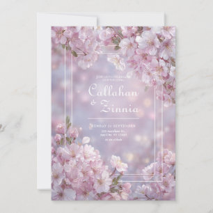 Invitation Rose éthérée et floue de mariage aux fleurs de cer