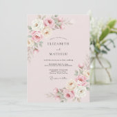 Invitation Rose Éthérée Mariage Rose Pâle (Debout devant)
