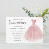 Invitation Rose étincelant Gold Blush Gown Quinceanera Party (Debout devant)