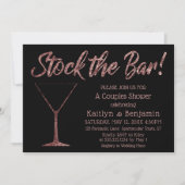 Invitation Rose étincelant Gold Stock le Bar Couples Douche (Devant)