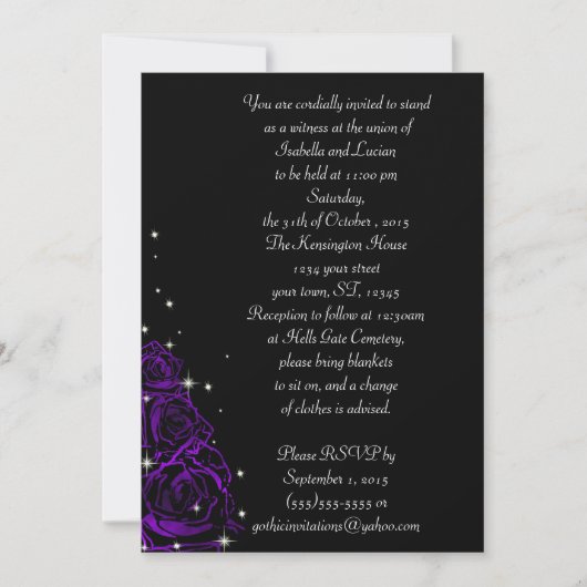 Invitation Rose étincelant Mariage de Goth moderne (Devant)