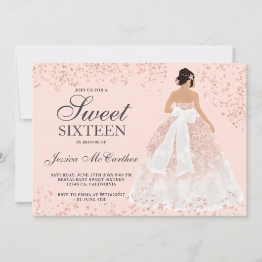 Invitation rose étincelant or parties scintillant robe de ch (Devant)