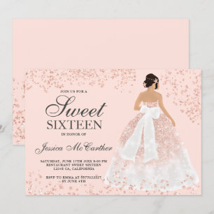 Invitation rose étincelant or parties scintillant robe de ch