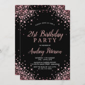 Invitation Rose étincelant Parties scintillant d'or noir 21e  (Devant / Derrière)