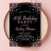 Invitation Rose étincelant Parties scintillant d'or noir 30e 
