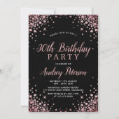 Invitation Rose étincelant Parties scintillant d'or noir 30e  (Devant)