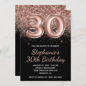 Invitation Rose étincelant Parties scintillant d'or noir Numé (Devant / Derrière)