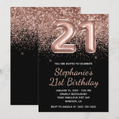 Invitation Rose étincelant Parties scintillant d'or noir Numé (Devant / Derrière)