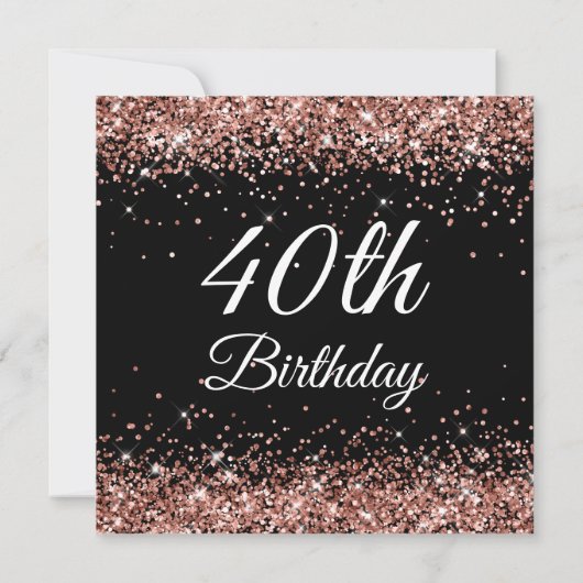 Invitation Rose étincelant Parties scintillant or 40e anniver (Dos)