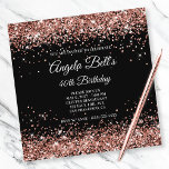 Invitation Rose étincelant Parties scintillant or 40e anniver<br><div class="desc">Une parties scintillant d'or rose brillante et couleur noire 40ème anniversaire pour elle. Si vous avez besoin d'aide pour modifier la calligraphie ou le style de police du texte "VOUS ÊTES INVITÉ À CÉLÉBRER" ou du texte "40e anniversaire" sur le devant et le dos, envoyez une demande par l'intermédiaire du...</div>