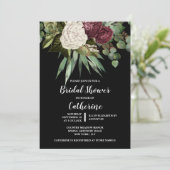 Invitation Rose eucalyptus feuille verdure fleurie chic (Debout devant)