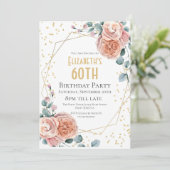 Invitation Rose & Eucalyptus Floral 60e fête d'anniversaire (Debout devant)