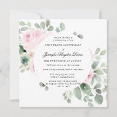 Invitation Rose Eucalyptus Premier Anniversaire de la mort (Devant)