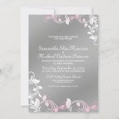 Invitation Rose|Faire-part de mariage en argent (Devant)