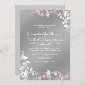 Invitation Rose|Faire-part de mariage en argent (Devant / Derrière)