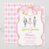 Invitation Rose Fée du Pays des Friandises Casse-N (Devant / Derrière)