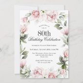 Invitation Rose féminine 80e fête d'anniversaire (Devant)