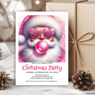 Invitation Rose festive Père Noël Bubble Gum Noël drôle 