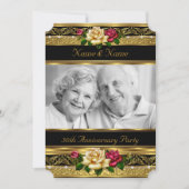Invitation Rose Fête d'anniversaire de mariage de photo dorée (Devant)