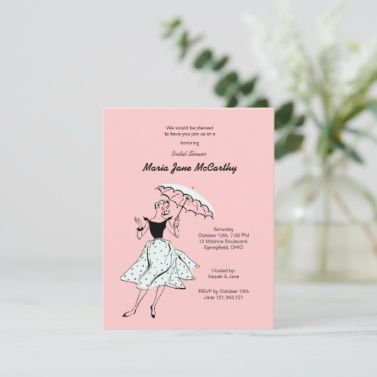 Invitation rose Fête de l'mariée (Debout devant)