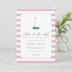 Invitation Rose Fête de Naissance de Bébé Fille Golf Nouvelle
